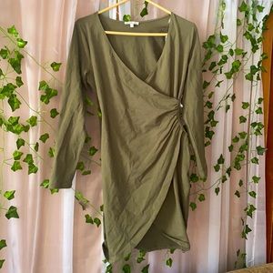 Green Wrap Mini Dress